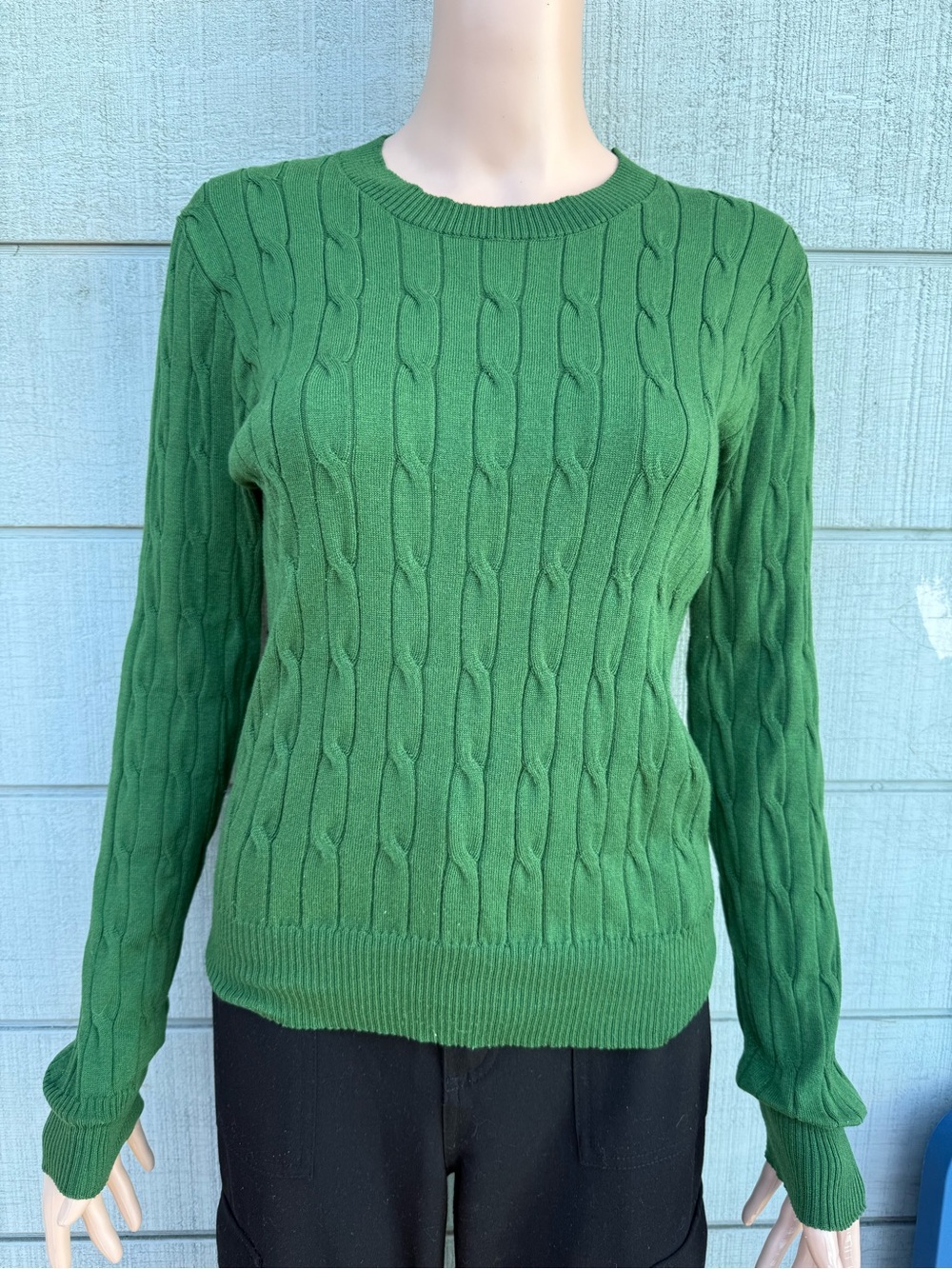 Women’s Active USA Cable Knit Crewneck Sweater - Green